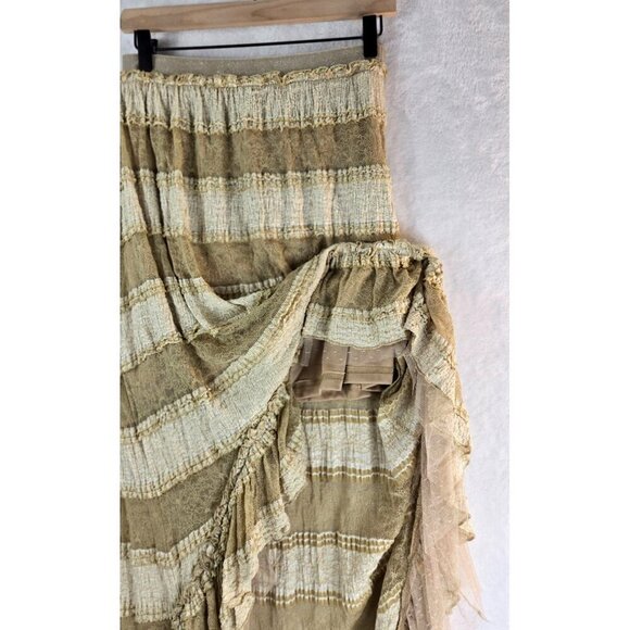 A'Reve Boho Skirt Hi-Lo M Cream Gold Tired Lace Tulle Festival Party Whimsygoth - Picture 5 of 13